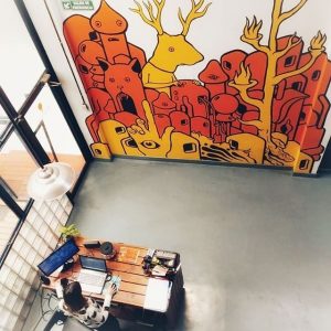 Artwork at a coworking space.