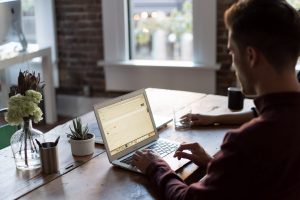 A person working from a coworking space.