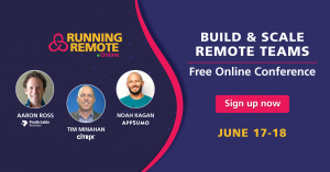 A graphic promoting the Running Remote Online conference in June.