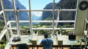 A coworking space in Lauterbrunnen.