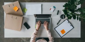 An image of a laptop on a desk.