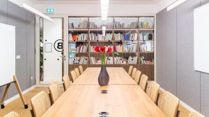 A meeting room in a coworking space.