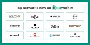A chart showing the top coworking networks listed on Coworker.com.