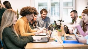 A view of a coworking space.