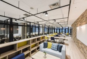 A view of Fabbit Kyobashi coworking space in Tokyo, Japan.