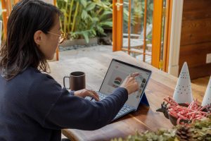 A woman managing a coworking space.