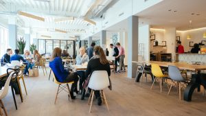 People working from a coworking space.