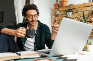 A man remote working.