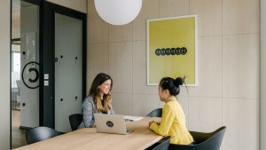 A view of a coworking space.