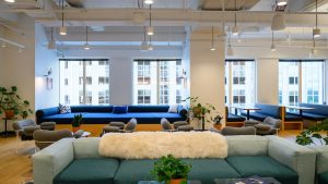 A view of a sustainable flex office space.