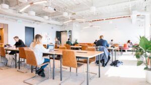 A view of a flexible office space.