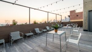 A view of a flex office space rooftop.