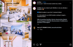 An example of social media marketing for coworking spaces.