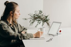 A woman at work.