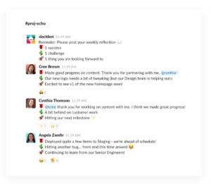 A graphic showing a screenshot of Slack.