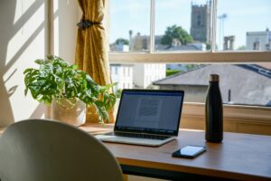 A view of a remote desk.