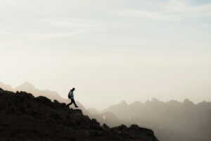 A view of a man traveling.