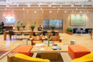 A view of a coworking space.