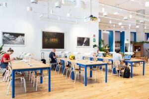 A view of a coworking space.