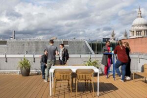 A view of a coworking space.