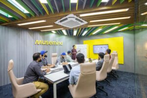 A view of people in a coworking space.