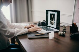 A view of a hybrid workplace.