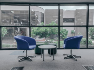 A view of a coworking space.