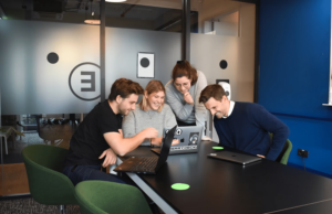 A view of several coworking members.