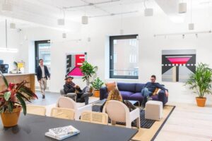 A view of a coworking space.